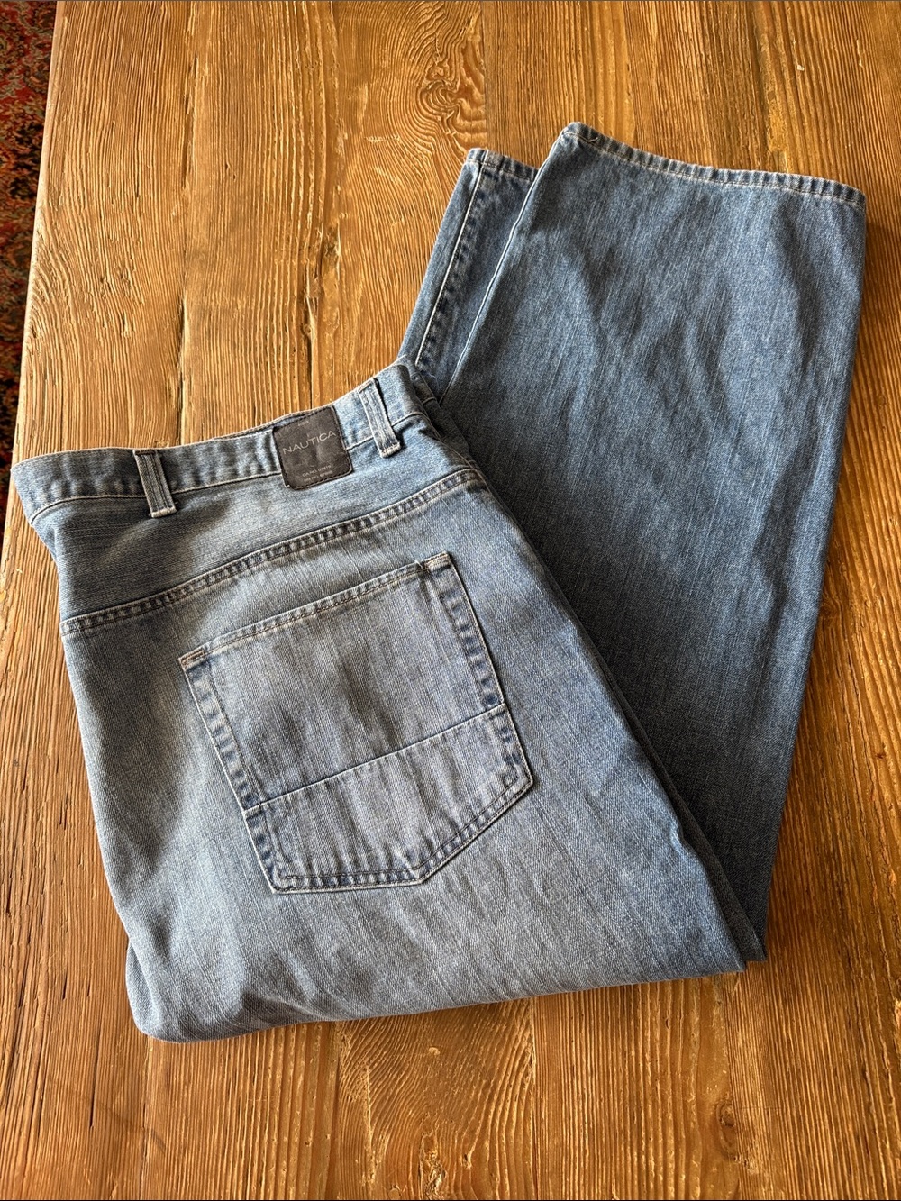 Nautica Men's Light-to-Medium Blue Straight Leg Jeans W50” L30”